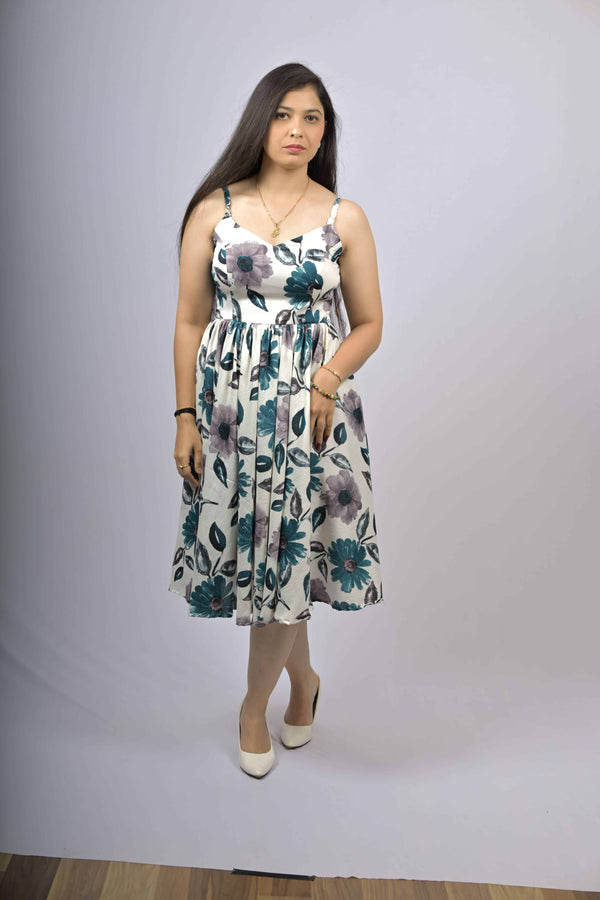 Teal Bloom Midi Dress