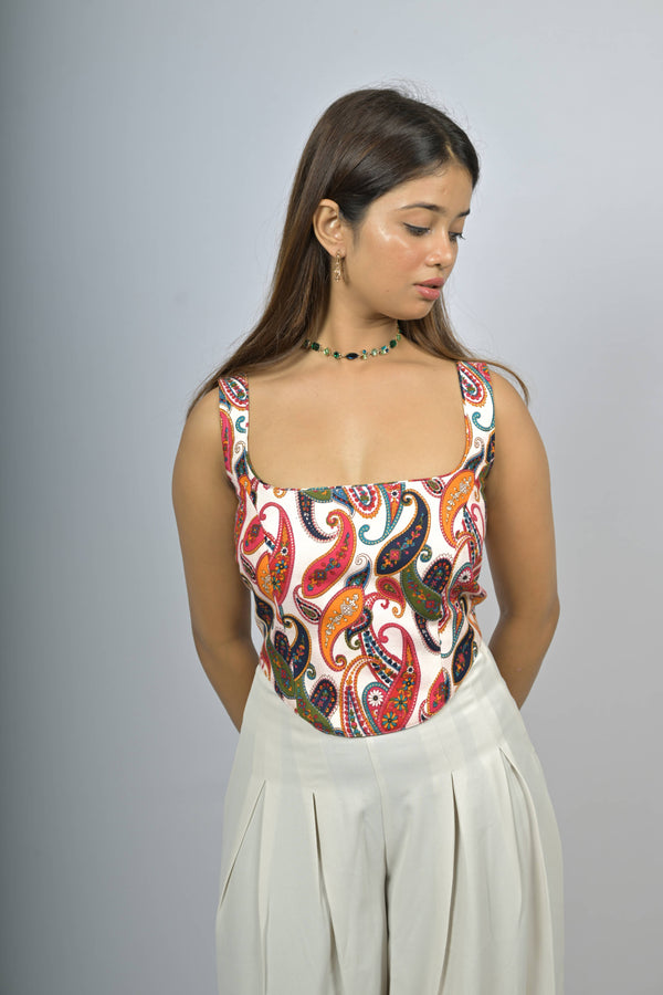 Paisley Charm Bustier Top