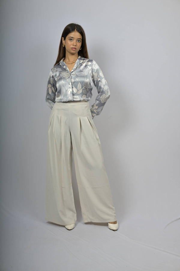 Silver Bloom Satin Shirt