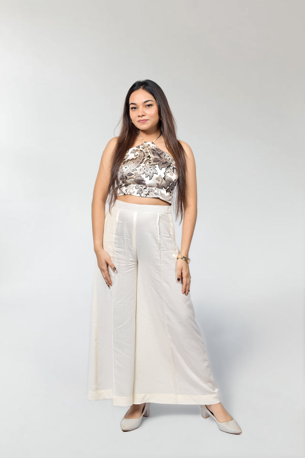 Ivory Paisley Satin Co-ord Set