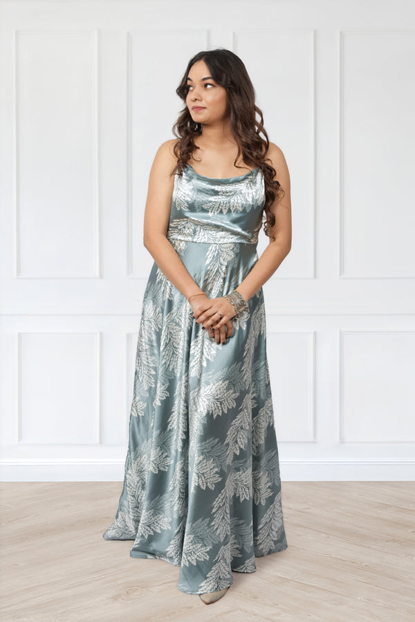 Sage Mist Satin Maxi Dress